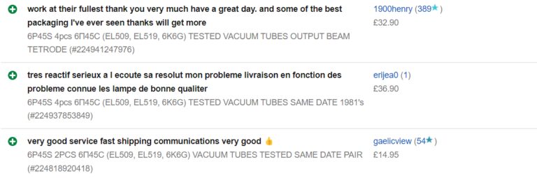 el509 tube equivalent feedback 2